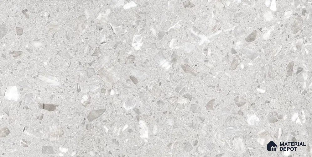 Terrazzo Floor Tile TL 12320 Terrazzo Salt Dark Grey 4 ft x 2 ft Timestone Finish Vitrified Tile - 9 mm | 4 Random Design