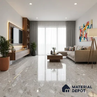 Terrazzo Floor Tile TL 12320 Terrazzo Salt Dark Grey 4 ft x 2 ft Timestone Finish Vitrified Tile - 9 mm | 4 Random Design