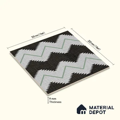 Moroccan Floor Tile TL 12339 B PS 321 Green 1 ft x 1 ft Matte Finish Ceramic Tile - 9 mm | Suitable For Bathroom, Balcony, Kitchen