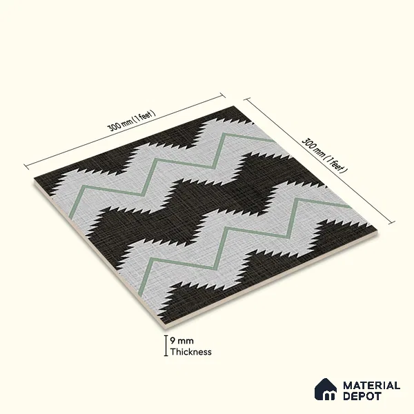 Moroccan Floor Tile TL 12339 B PS 321 Green 1 ft x 1 ft Matte Finish Ceramic Tile - 9 mm | Suitable For Bathroom, Balcony, Kitchen