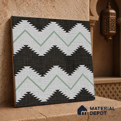 Moroccan Floor Tile TL 12339 B PS 321 Green 1 ft x 1 ft Matte Finish Ceramic Tile - 9 mm | Suitable For Bathroom, Balcony, Kitchen
