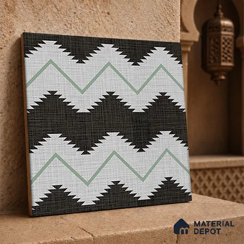 Moroccan Floor Tile TL 12339 B PS 321 Green 1 ft x 1 ft Matte Finish Ceramic Tile - 9 mm | Suitable For Bathroom, Balcony, Kitchen