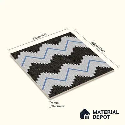 Moroccan Floor Tile TL 12339 PS 321 Blue 1 ft x 1 ft Matte Finish Ceramic Tile - 9 mm | Suitable For Bathroom, Balcony, Kitchen