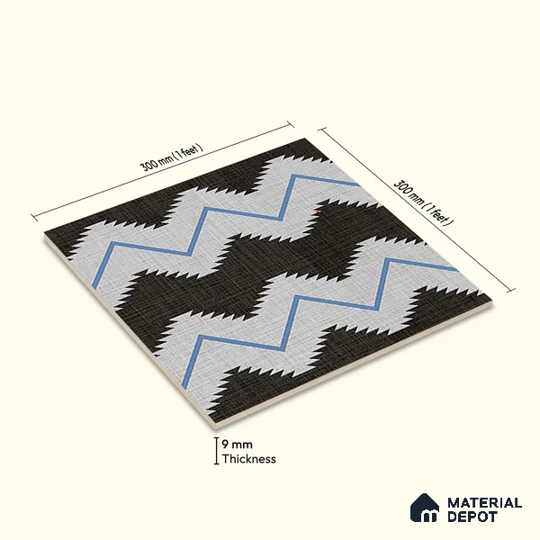 Moroccan Floor Tile TL 12339 PS 321 Blue 1 ft x 1 ft Matte Finish Ceramic Tile - 9 mm | Suitable For Bathroom, Balcony, Kitchen