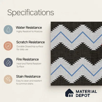 Moroccan Floor Tile TL 12339 PS 321 Blue 1 ft x 1 ft Matte Finish Ceramic Tile - 9 mm | Suitable For Bathroom, Balcony, Kitchen