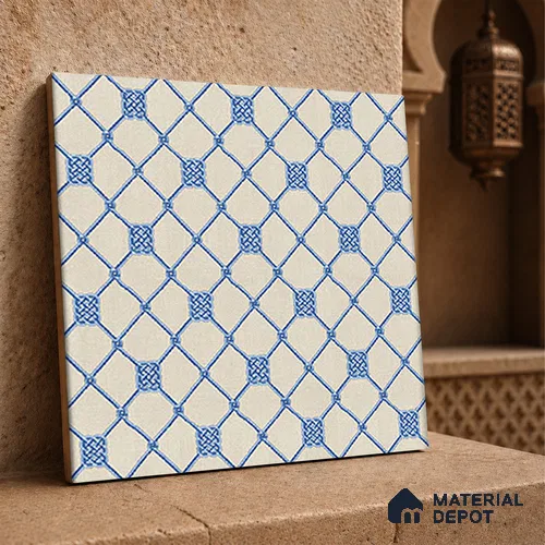 Moroccan Floor Tile TL 12343 PS 351 1 ft x 1 ft Matte Finish Ceramic Tile - 9 mm | Suitable For Bathroom, Balcony, Kitchen