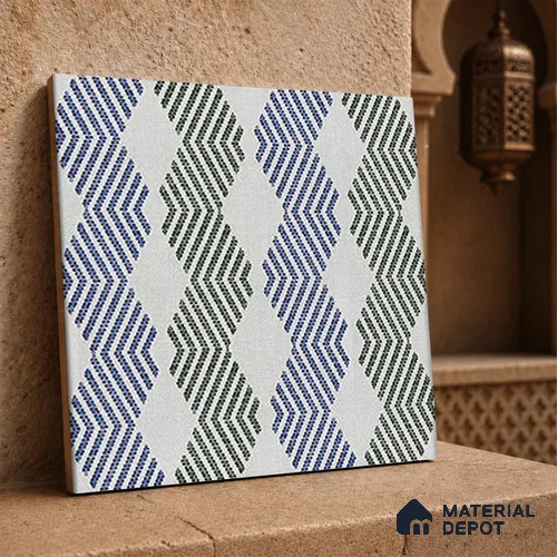 Moroccan Floor Tile TL 12345 B PS 353 Green 1 ft x 1 ft Matte Finish Ceramic Tile - 9 mm | Suitable For Bathroom, Balcony, Kitchen