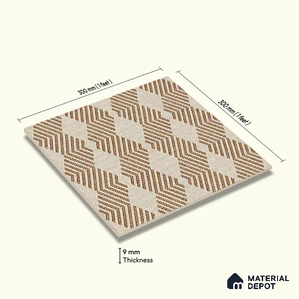 Moroccan Floor Tile TL 12345 PS 353 Brown 1 ft x 1 ft Matte Finish Ceramic Tile - 9 mm | Suitable For Bathroom, Balcony, Kitchen