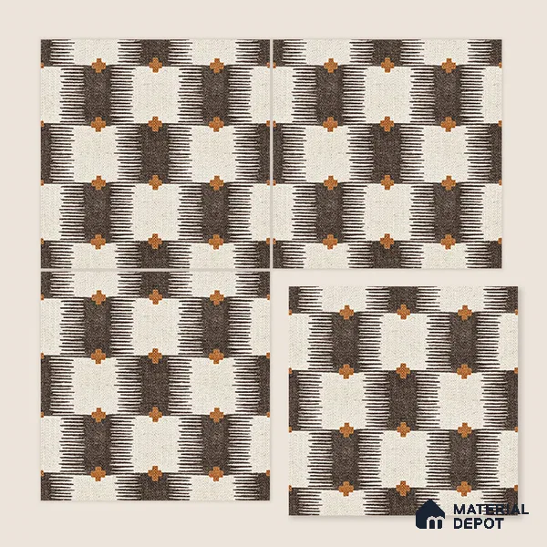 Moroccan Floor Tile TL 12346 PS 354 1 ft x 1 ft Matte Finish Ceramic Tile - 9 mm | Suitable For Bathroom, Balcony, Kitchen