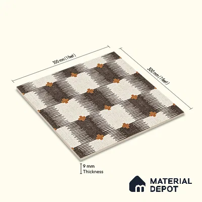 Moroccan Floor Tile TL 12346 PS 354 1 ft x 1 ft Matte Finish Ceramic Tile - 9 mm | Suitable For Bathroom, Balcony, Kitchen