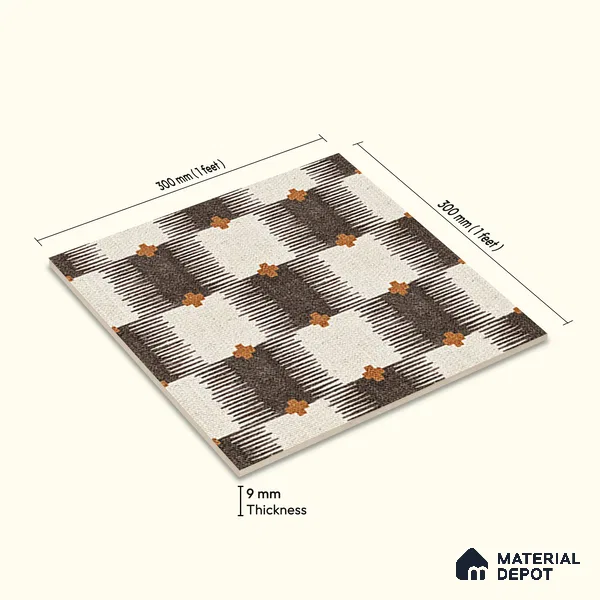 Moroccan Floor Tile TL 12346 PS 354 1 ft x 1 ft Matte Finish Ceramic Tile - 9 mm | Suitable For Bathroom, Balcony, Kitchen