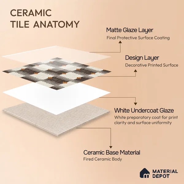 Moroccan Floor Tile TL 12346 PS 354 1 ft x 1 ft Matte Finish Ceramic Tile - 9 mm | Suitable For Bathroom, Balcony, Kitchen
