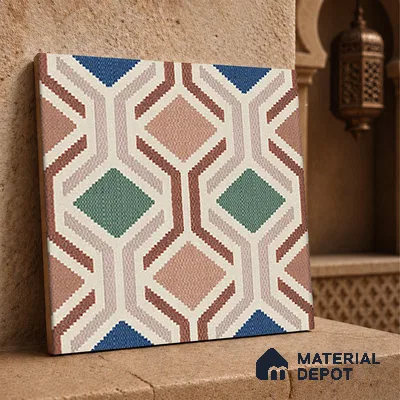 Moroccan Floor Tile TL 12347 PS 355 1 ft x 1 ft Matte Finish Ceramic Tile - 9 mm | Suitable For Bathroom, Balcony, Kitchen