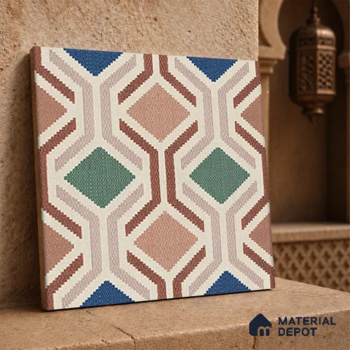 Moroccan Floor Tile TL 12347 PS 355 1 ft x 1 ft Matte Finish Ceramic Tile - 9 mm | Suitable For Bathroom, Balcony, Kitchen