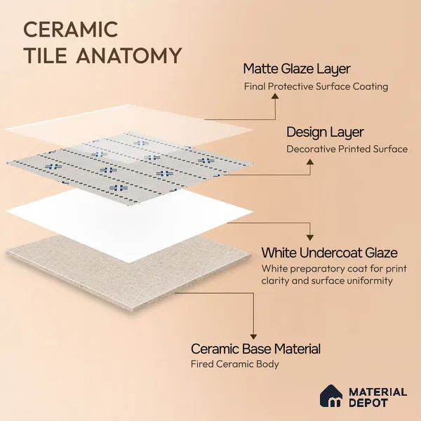 Moroccan Floor Tile TL 12348 PS 356 1 ft x 1 ft Matte Finish Ceramic Tile - 9 mm | Suitable For Bathroom, Balcony, Kitchen