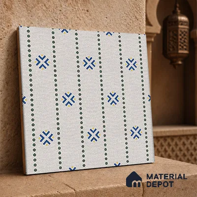Moroccan Floor Tile TL 12348 PS 356 1 ft x 1 ft Matte Finish Ceramic Tile - 9 mm | Suitable For Bathroom, Balcony, Kitchen