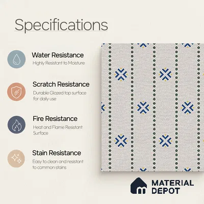 Moroccan Floor Tile TL 12348 PS 356 1 ft x 1 ft Matte Finish Ceramic Tile - 9 mm | Suitable For Bathroom, Balcony, Kitchen