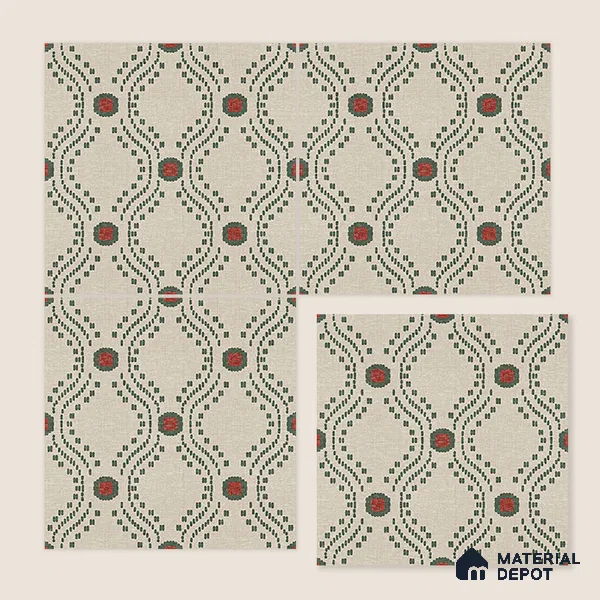 Moroccan Floor Tile TL 12349 PS 357 1 ft x 1 ft Matte Finish Ceramic Tile - 9 mm | Suitable For Bathroom, Balcony, Kitchen
