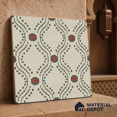 Moroccan Floor Tile TL 12349 PS 357 1 ft x 1 ft Matte Finish Ceramic Tile - 9 mm | Suitable For Bathroom, Balcony, Kitchen