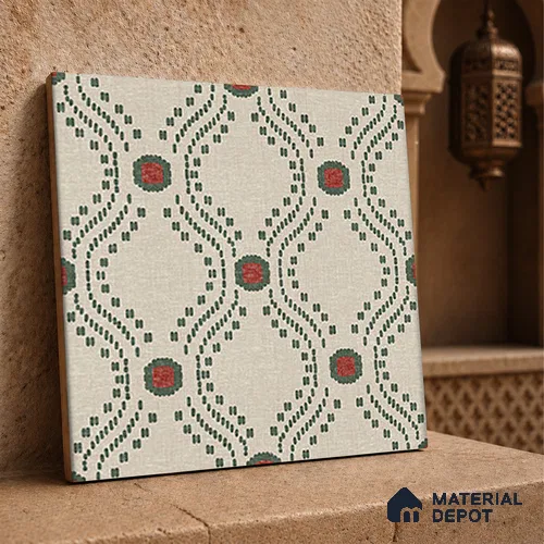 Moroccan Floor Tile TL 12349 PS 357 1 ft x 1 ft Matte Finish Ceramic Tile - 9 mm | Suitable For Bathroom, Balcony, Kitchen
