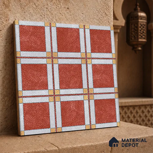 Moroccan Floor Tile TL 12350 B PS 358 Terra 1 ft x 1 ft Matte Finish Ceramic Tile - 9 mm | Suitable For Bathroom, Balcony, Kitchen
