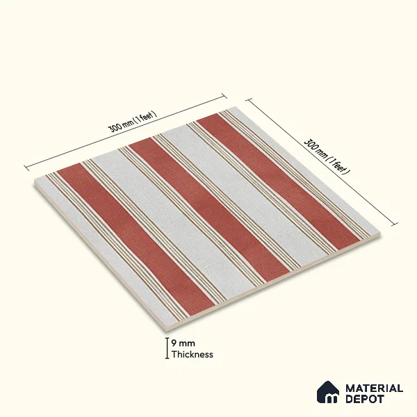 Moroccan Floor Tile TL 12352 B PS 360 Terra 1 ft x 1 ft Matte Finish Ceramic Tile - 9 mm | Suitable For Bathroom, Balcony, Kitchen