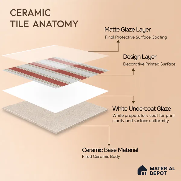 Moroccan Floor Tile TL 12352 B PS 360 Terra 1 ft x 1 ft Matte Finish Ceramic Tile - 9 mm | Suitable For Bathroom, Balcony, Kitchen