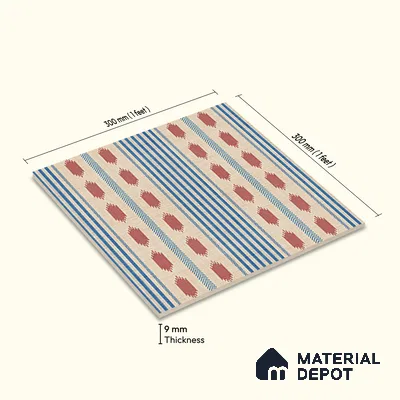Moroccan Floor Tile TL 12353 B PS 361 Terra 1 ft x 1 ft Matte Finish Ceramic Tile - 9 mm | Suitable For Bathroom, Balcony, Kitchen