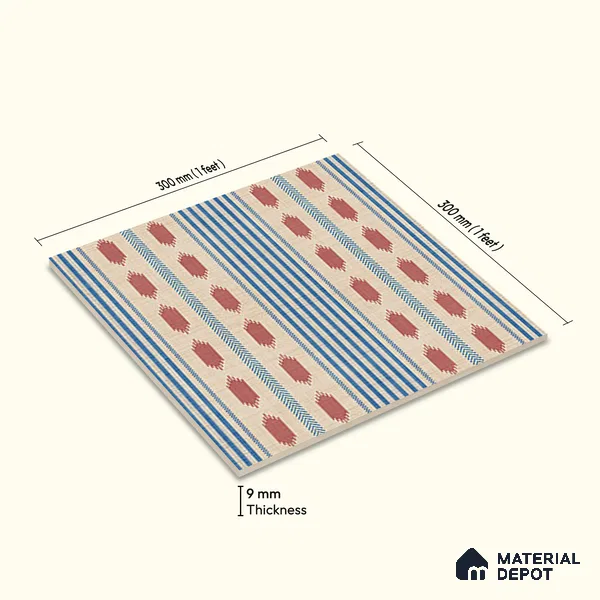 Moroccan Floor Tile TL 12353 B PS 361 Terra 1 ft x 1 ft Matte Finish Ceramic Tile - 9 mm | Suitable For Bathroom, Balcony, Kitchen