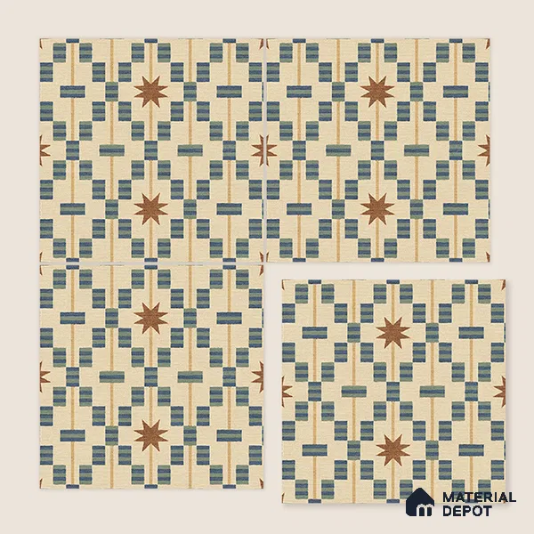 Moroccan Floor Tile TL 12355 PS 363 1 ft x 1 ft Matte Finish Ceramic Tile - 9 mm | Suitable For Bathroom, Balcony, Kitchen