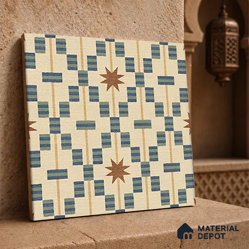 Moroccan Floor Tile TL 12355 PS 363 1 ft x 1 ft Matte Finish Ceramic Tile - 9 mm | Suitable For Bathroom, Balcony, Kitchen