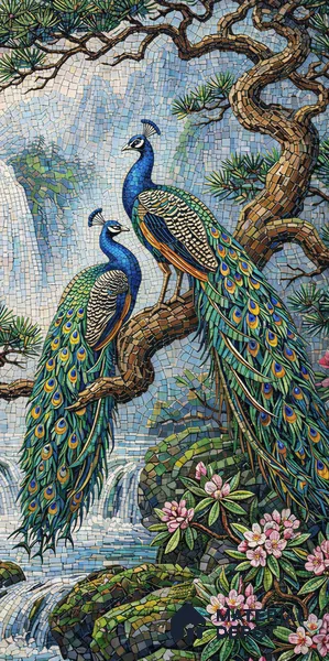 Mosaic Look Poster Wall Tile TL 12385 Royal Pair 4 ft x 2 ft Gloster Finish Vitrified - 9 mm | Suitable For Living Room, Bedroom & Office | 1 Box Contains 4 Piece Packing
