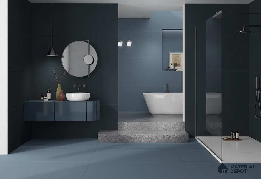 Plain Wall & Floor Tile TL 12530 B Blue 4 ft x 2 ft Matte Finish Vitrified Tile - 8.5 mm | Suitable For Living Room, Hall, Bedroom