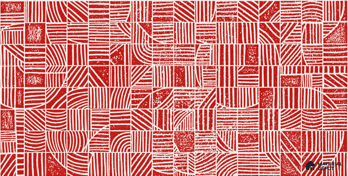 Highlighter Wall TL 12536 B Maze Red 4 ft x 2 ft Digi Matte Finish Vitrified Tile - 9 mm | Suitable for Living Room, Bathroom, Dining & Highlighter Wall