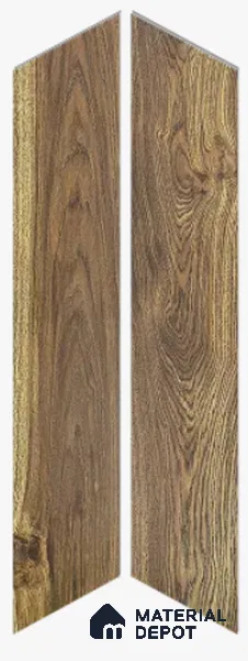Wood Floor Tile TL 12549 Chevron Jacobean 3 ft x 6 inch Matte Finish Vitrified Tile - 9 mm