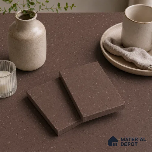 Terrazzo Large Format Slab TL 12553 Pallazio Cocoa 8 ft x 2.62 ft White Full Body Matte Finish - 15 mm | Suitable for Counter Top, Table Top & Window Frame