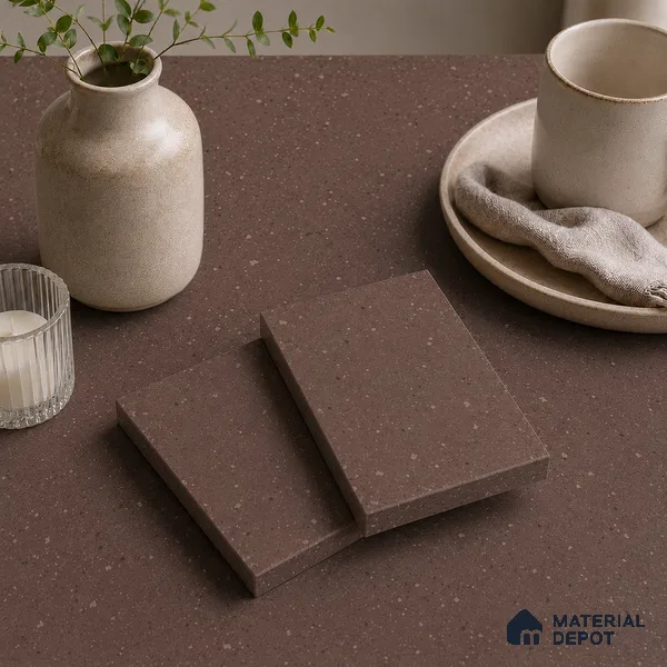 Terrazzo Large Format Slab TL 12553 Pallazio Cocoa 8 ft x 2.62 ft White Full Body Matte Finish - 15 mm | Suitable for Counter Top, Table Top & Window Frame
