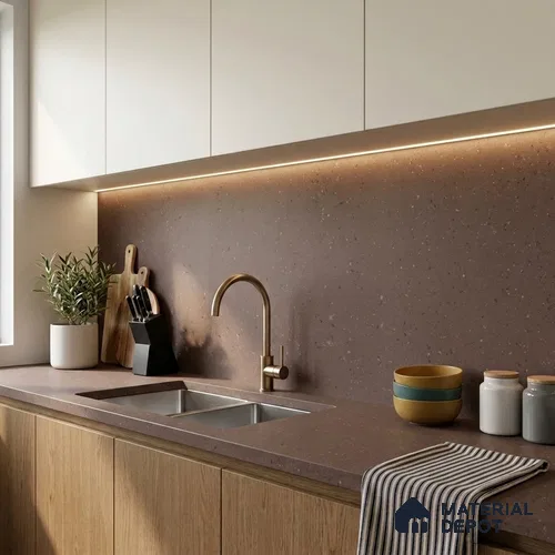 Terrazzo Large Format Slab TL 12553 Pallazio Cocoa 8 ft x 2.62 ft White Full Body Matte Finish - 15 mm | Suitable for Counter Top, Table Top & Window Frame