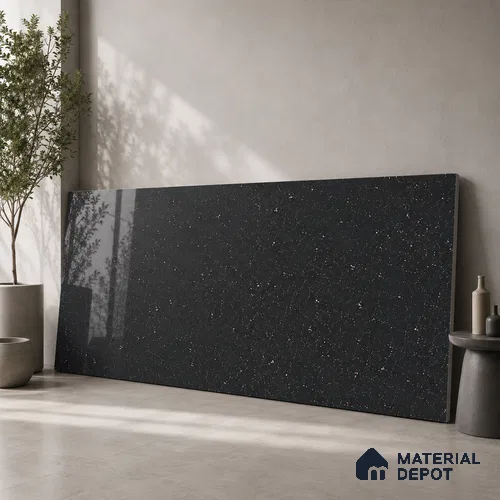 Terrazzo Large Format Slab TL 12561 Pallazio Nero 8 ft x 2.62 ft White Full Body Glossy Finish - 15 mm | Suitable for Counter Top, Table Top & Window Frame