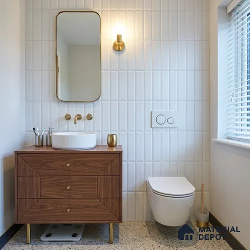Subway Wall Tile TL 12564 B El Cielo Bevelled White Mistix 12 x 3 inch Ceramic Matte Finish - 7.5 mm | Suitable for Highlighter Walls, Foyer, Bathroom, Kitchen Wall & Backsplashes