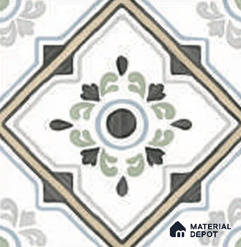 Moroccan Wall & Floor Tile TL 12588 B Stella Classic 8 inc x 8 inc White Body Vitrified Matte Finish - 9 mm | Suitable for Living Room, Bathroom, Dining & Highlighter Wall