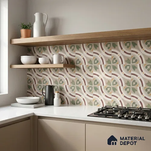 Moroccan Wall & Floor Tile TL 12591 B Stella Wine 8 inc x 8 inc White Body Vitrified Matte Finish - 9 mm | Suitable for Living Room, Bathroom, Dining & Highlighter Wall