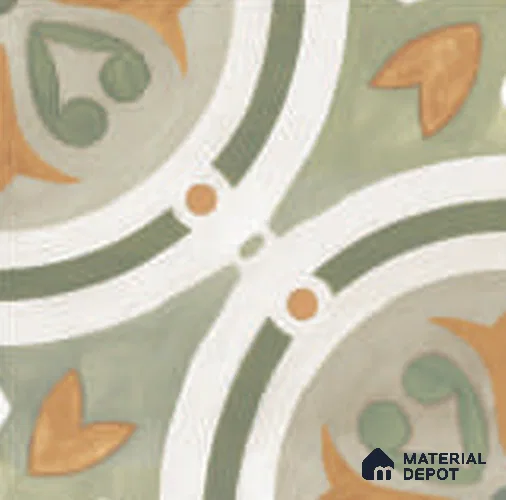 Moroccan Wall & Floor Tile TL 12591 Stella Verde 8 inc x 8 inc White Body Vitrified Matte Finish - 9 mm | Suitable for Living Room, Bathroom, Dining & Highlighter Wall