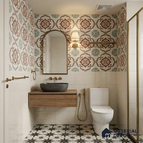 Moroccan Wall & Floor Tile TL 12593 Venice Henna 8 inc x 8 inc White Body Vitrified Matte Finish - 9 mm | Suitable for Living Room, Bathroom, Dining & Highlighter Wall