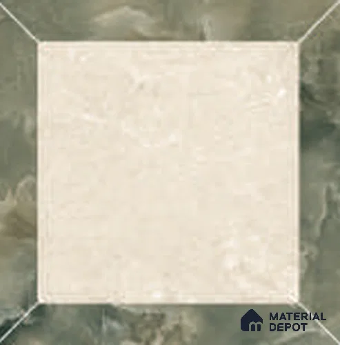 Geometric Floor Tile TL 12599 C Quadro Verde 1 ft x 1 ft White Body Vitrified Matte Finish - 9 mm | 4 Random Design | Living Room, Foyer, Office & Dining | Minimum 2 mm Spacer Is Mandatory