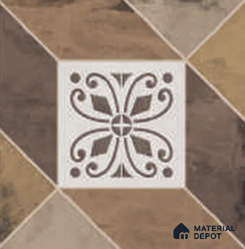Moroccan Floor Tile TL 12601 B Verona Choco 1 ft x 1 ft White Body Vitrified Matte Finish - 9 mm | 4 Random Design | Living Room, Foyer, Office & Dining | Minimum 2 mm Spacer Is Mandatory