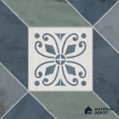 Moroccan Floor Tile TL 12601 Verona Azul 1 ft x 1 ft White Body Vitrified Matte Finish - 9 mm | 4 Random Design | Living Room, Foyer, Office & Dining | Minimum 2 mm Spacer Is Mandatory