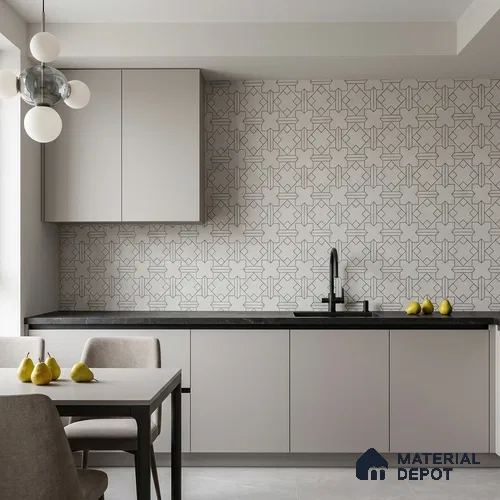 Moroccan Floor & Wall Tile TL 12602 Colombo 1 ft x 1 ft Ceramic Carving Matte Finish - 9.5 mm | Living Room, Kitchen Wall & Backsplashes, Dining & Bathroom