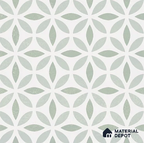 Moroccan Floor & Wall Tile TL 12603 Doric Green 1 ft x 1 ft Ceramic Carving Matte Finish - 9.5 mm | Living Room, Kitchen Wall & Backsplashes, Dining & Bathroom
