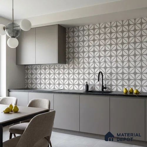 Moroccan Floor & Wall Tile TL 12604 Madrid 1 ft x 1 ft Ceramic Carving Matte Finish - 9.5 mm | Living Room, Kitchen Wall & Backsplashes, Dining & Bathroom